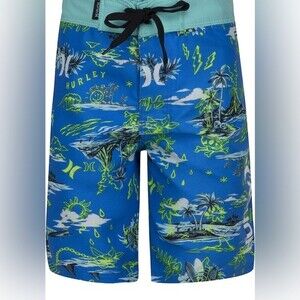 Hurley Big Kids Boys' Blue Board Shorts Swim Trunks Swimwear Size 14 Pool
